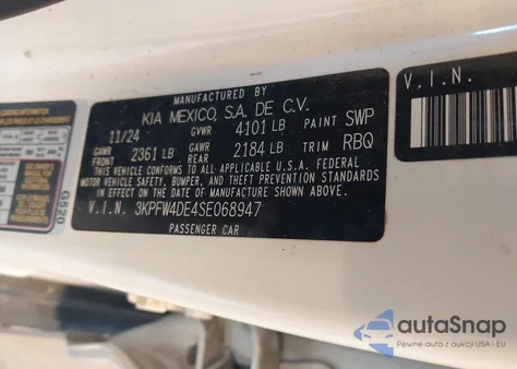 2025 Kia K4 Gt-Line from USA, damaged, VIN 3KPFW4DE4SE068947